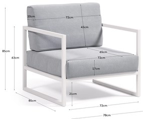 Kave Home - Poltrona 100% da esterno Comova blu ed alluminio bianco