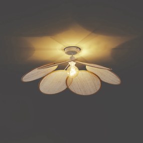 Plafoniera Japandi color crema con paralume in lino - Aisha