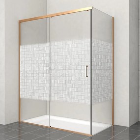 Porta doccia scorrevole L 158-159.5 cm x H 200 cm per nicchia in vetro smerigliato SP. 6 mm, profilo dorato, serie Jazz