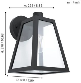 Eglo 98719 - Applique da esterno MIRANDOLA 1xE27/60W/230V IP44