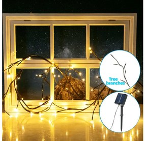 Aigostar - Catena LED solare 72xLED/4m IP65 300 mAh bianco caldo rami dell'albero