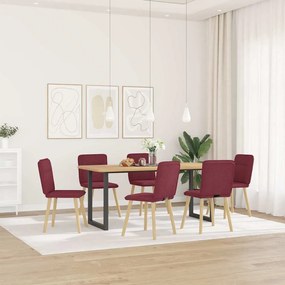 Sedie Da Pranzo 6 Pz Rosso Vino İn Tessuto /