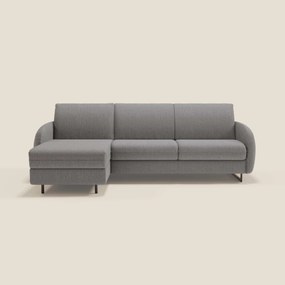 Ninfea Divano Letto Angolare con Penisola Contenitore e Materasso H18 cm - piedini in metallo e Tessuto impermeabile T03