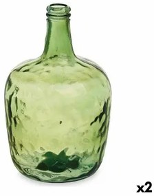 Bottiglia Liscio Decorazione Verde 22 x 37,5 x 22 cm (2 Unità)