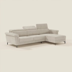 Capri Divano letto angolare con penisola contenitore e poggiatesta reclinabili - elegante tessuto smacchiabile T30