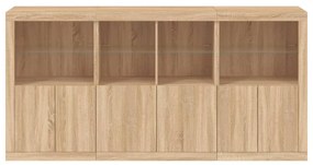 Credenza con Luci LED Rovere Sonoma 202x37x100 cm