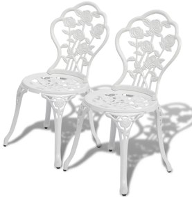 Sedie Da Bistrot 2 Pz İn Alluminio Pressofuso Bianche /