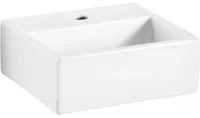 Lavabo da appoggio o muro in ceramica opaca bianca con foro rubinetto e troppopieno senza piletta Lineabeta Quarelo cm 42x36