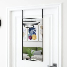 Specchio da Porta Nero 40x80 cm in Vetro e Alluminio