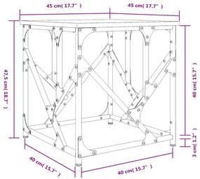 Tavolino da Salotto Nero 45x45x47,5 cm in Legno Multistrato