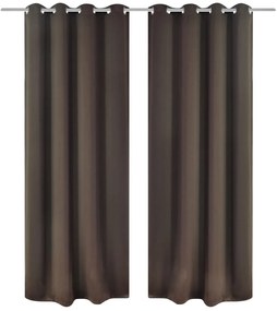 2 Pz Tende Oscuranti Con Occhielli İn Metallo 135x175cm Marroni /