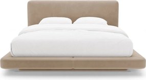 Letto matrimoniale imbottito marrone chiaro 160x200 cm Linea – Micadoni