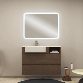 Mobile sottolavabo e lavabo Paris per vasca centrale frassino scuro L 100 cm 2 cassetti