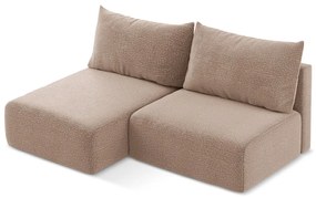 Divano angolare marrone chiaro allungabile/con contenitore (con penisola a sinistra) Kalena – Makamii