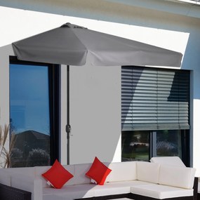 Mezzo Ombrellone da Giardino 230x130x249 cm in Metallo e Poliestere Grigio...