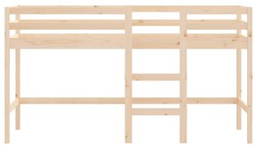Letto soppalco con scala bambini 80x200cm massello pino
