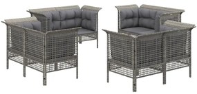 Set Divani da Giardino 8 pz con Cuscini in Polyrattan Grigio