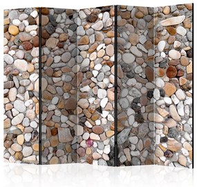 Paravento Spiaggia di Pietra II (5-parti) - sfondo a mosaico di pietre colorate