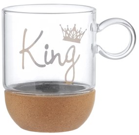 Mug King in vetro borosilicato e base in sughero, 270 ml