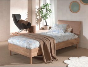 Letto singolo di colore naturale in rovere massiccio con rete inclusa 90x200 cm Forrest – Vipack