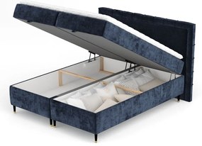 Letto boxspring blu scuro con spazio contenitivo 160x200 cm Voyage - Maison de Rêve