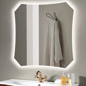Mobile bagno sospeso BALI 80 cm e specchio LED Quercia Naturale