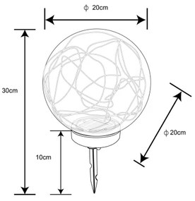 Globo 33806 - Lampada solare 30xLED/0,06W/1,2V diametro 20 cm IP44