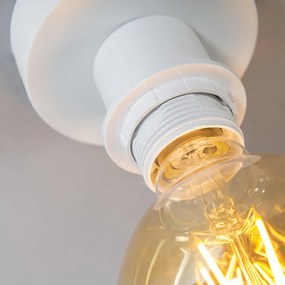 Plafoniera moderna bianco opaco con paralume nero 45 cm - Combi