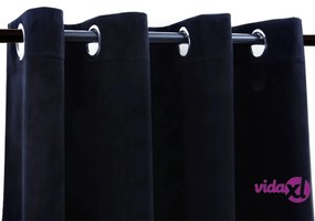 vidaXL Tende Oscuranti con Anelli 2 pz Nere in Velluto 140x175 cm
