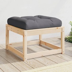 Poggiapiedi Da Giardino Con Cuscino İn Legno Massello Di Pino /