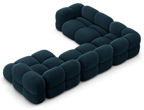 Divano angolare blu scuro (con penisola a sinistra/a U) con rivestimento in velluto Loretto – Cosmopolitan Design
