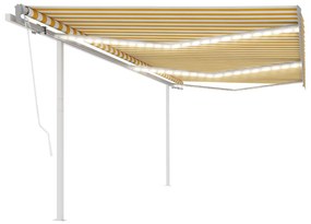Tenda Automatica Con Sensore Vento E Led 6x3 M Gialla Bianca /