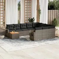 Set Divani da Giardino 11 pz con Cuscini in Polyrattan Grigiocod mxl 113800