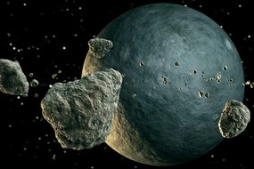 Quadro su tela – Meteoriti intorno al pianeta