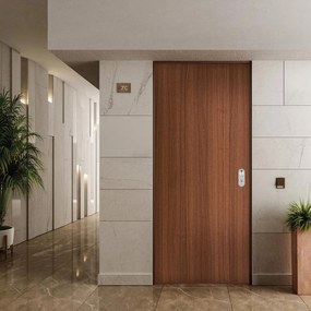 Porta blindata DI.BI. Safety L 80 x H 210 cm in melaminico noce/bianco, apertura spingere a sinistra, falso telaio incluso