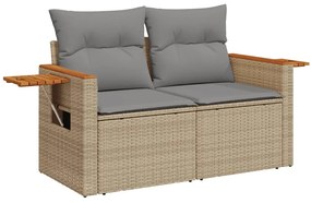 Set divano da giardino 9 pz con cuscini grigio in polyrattan