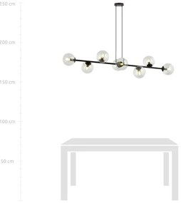 Lampadario a sospensione con filo ROSSI 8xE14/10W/230V nero/limpido