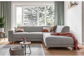 Divano angolare grigio chiaro allungabile e con contenitore (penisola a destra/a L) Classy Sophie – Miuform