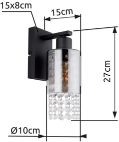 Globo 15799W - Applique BACKEY 1xE27/40W/230V nero
