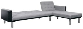 Divano letto a forma di l in tessuto nero e grigio