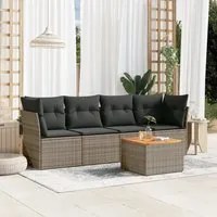 Set Divano da Giardino 5 pz con Cuscini Grigio in Polyrattan 3223477