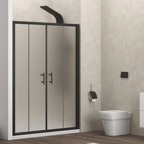 Porta doccia nera 150 cm vetro opaco doppio scorrevole | KFN6000NS - KAMALU