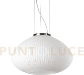 Plisse' lampadario a sospensione in vetro soffiato con decoro in ri...