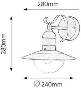 Rabalux 8270 - Applique da esterno OSLO 1xE27/60W/230V IP44