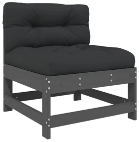 Set divani da giardino 10 pz con cuscini legno massello grigio