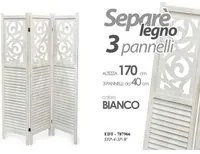 Separe in legno bianco paravento decorato cm 120 x 170