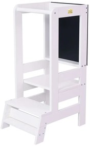 Torre di apprendimento bianca in pino massiccio Montessori – Meowbaby