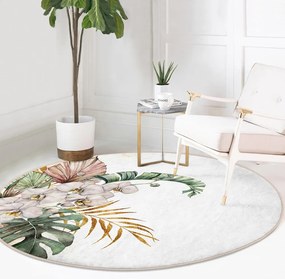 Tappeto rotondo lavabile in crema adatto ai robot aspirapolvere ø 120 cm Comfort - Mila Home