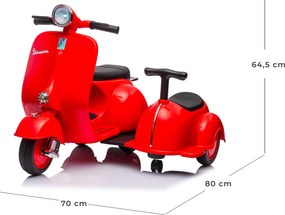 Piaggio Vespa con Sidecar Small Elettrica 6V per Bambini Rossa...
