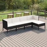 Set Divani da Giardino 5 pz con Cuscini in Polyrattan Nero 3094380